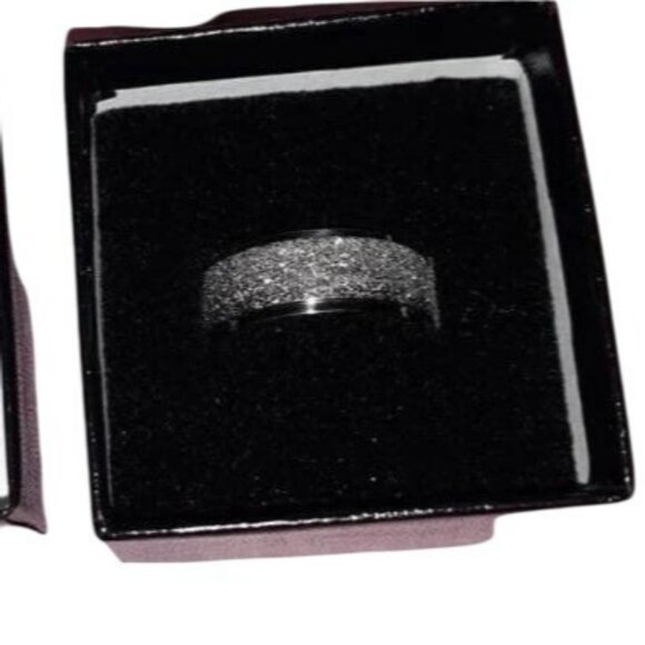 Matte Sliver Stainless Steel Ring Unisex With Subtle Glitter Finish Comfortable - Picture 1 of 6